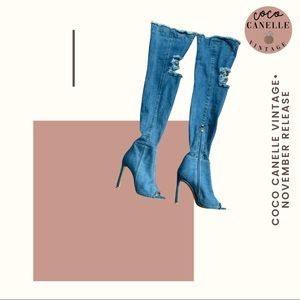 Knee High Jean Heeled Boots